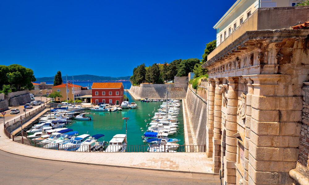 Zadar,City,Gate,And,Fosa,Harbor,View,,Dalmatia,,Croatia